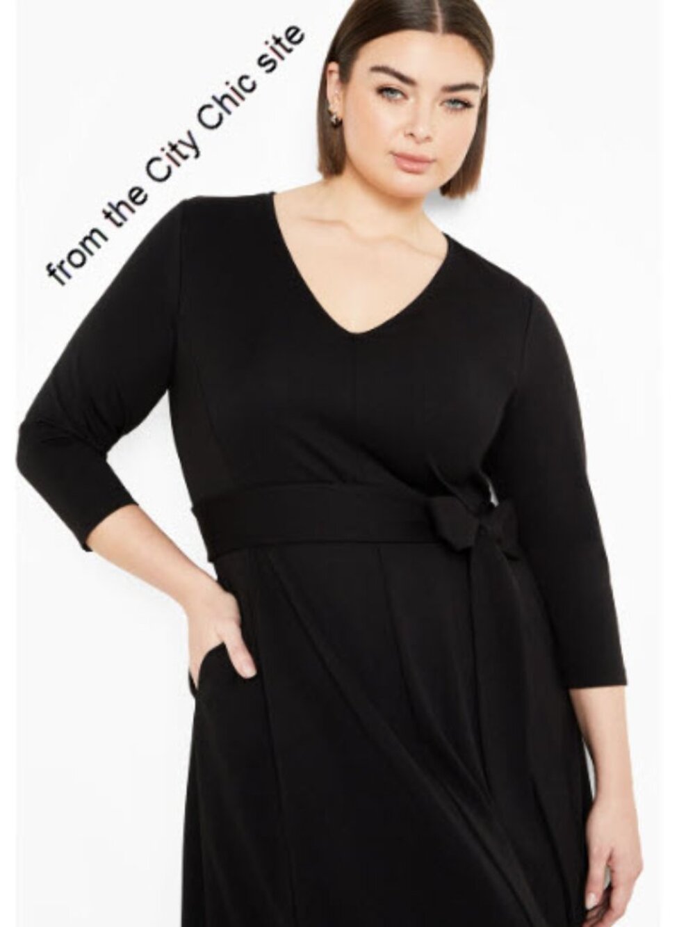City Chic Presley Dress Black Stretch Knit Plus Size 3X / 26W